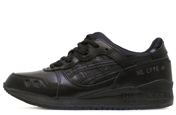 Кроссовки Asics Gel Lyte 3 Black Leather Classic HL6A2-9090 черные, кожаные