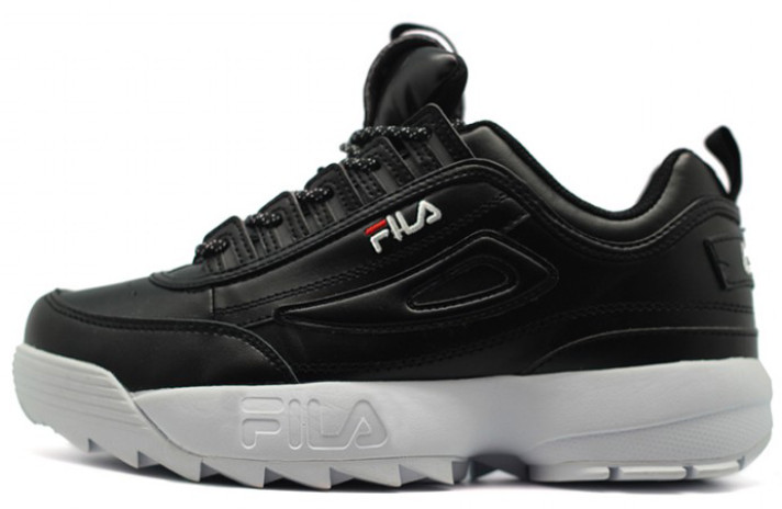 Кроссовки Fila Disruptor 2 Black White  черные, кожаные