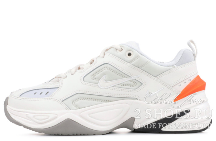 Кроссовки Nike M2K Tekno Winter Phantom Olive Grey Hyper Crimson  белые, кожаные